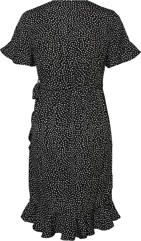 VERO MODA - Maat XS -  VMHENNA 2/4 WRAP FRILL DRESS NOOS - Bla - Dames