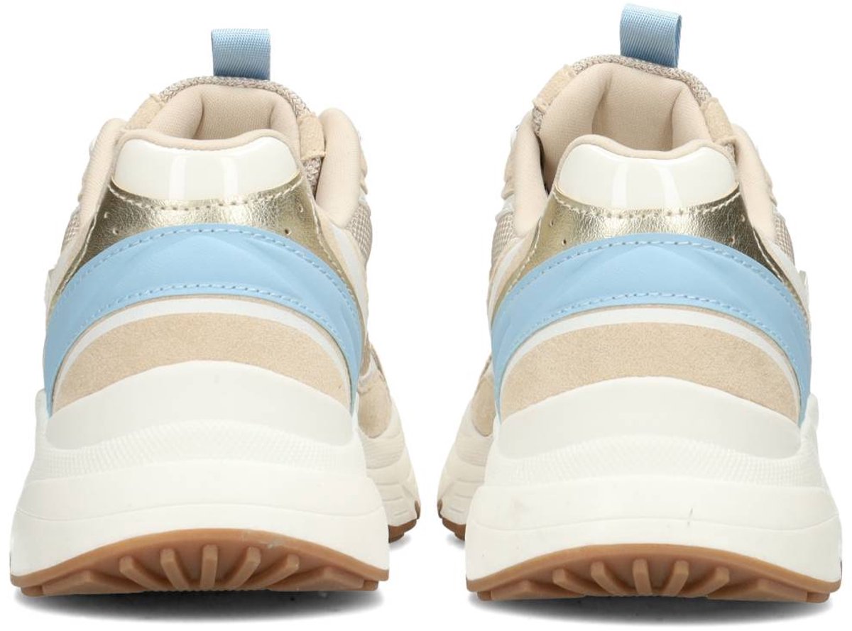 POSH by Poelman - maat 41 - ABBY Dames Sneakers - Wit met beige en blauw combi