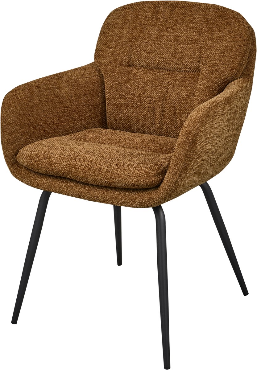 stoel, armstoel, bruin, stof, metalen-poten