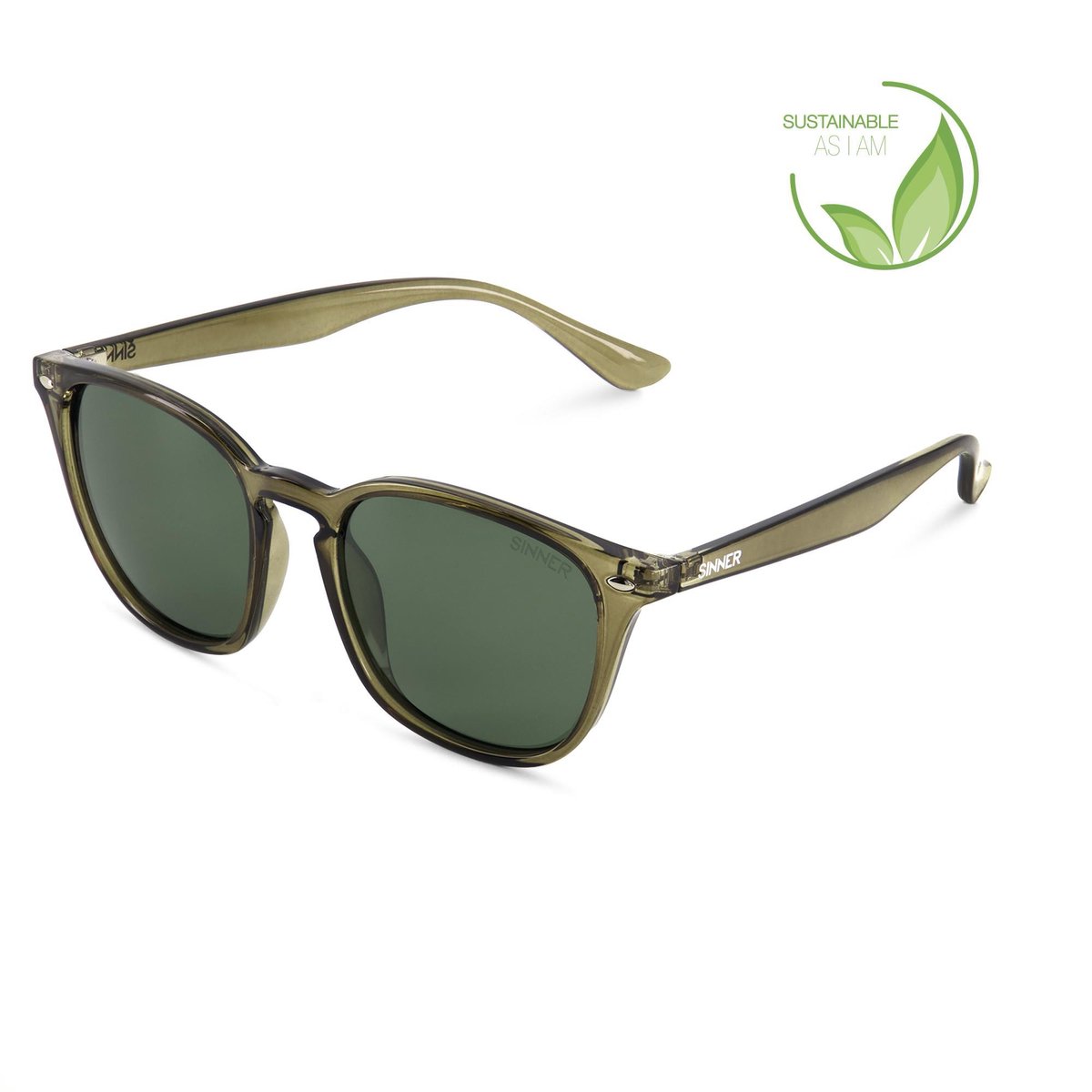 zonnebril, groene lenzen, kunststof frame, aviator stijl, brillen