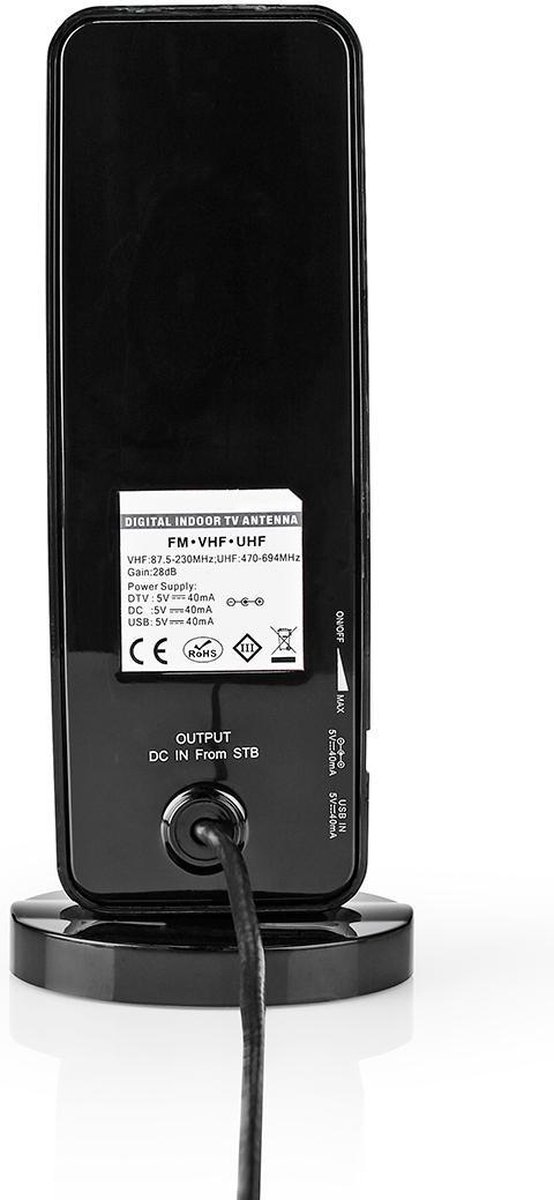 Binnenantenne | Actief | FM / UHF / VHF | Ontvangstbereik: 0-15 km | LTE700 | Versterking: 26 dB | A