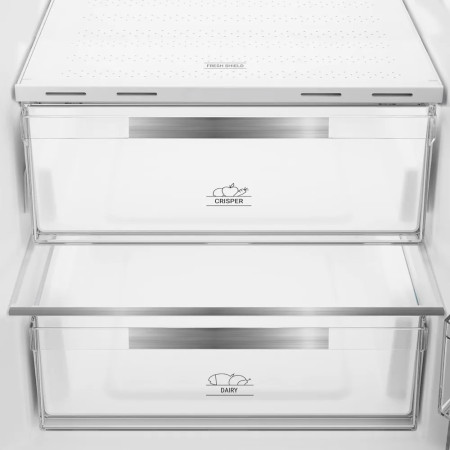 fridge, refrigerator, drawers, glass, stainless-steel