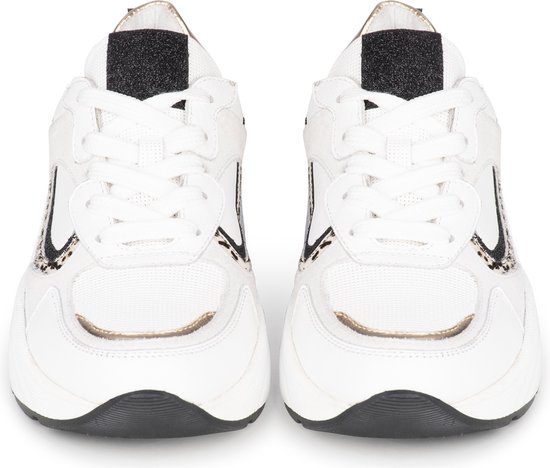 PS Poelman IVA - maat 37 - Dames Sneakers - Wit met goud combinatie