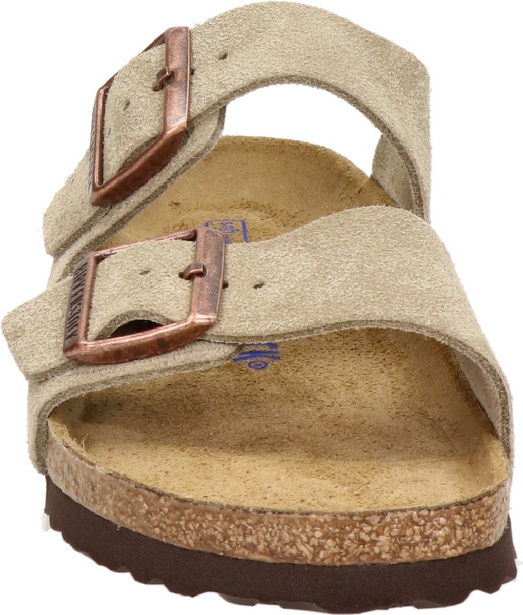 Birkenstock - 39 - Arizona SFB VL Narrow Dames Slippers - Taupe - Maat 39