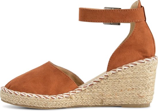 PS Poelman - 41 - Espadrilles met Sleehak - Enid - Cognac Bruin