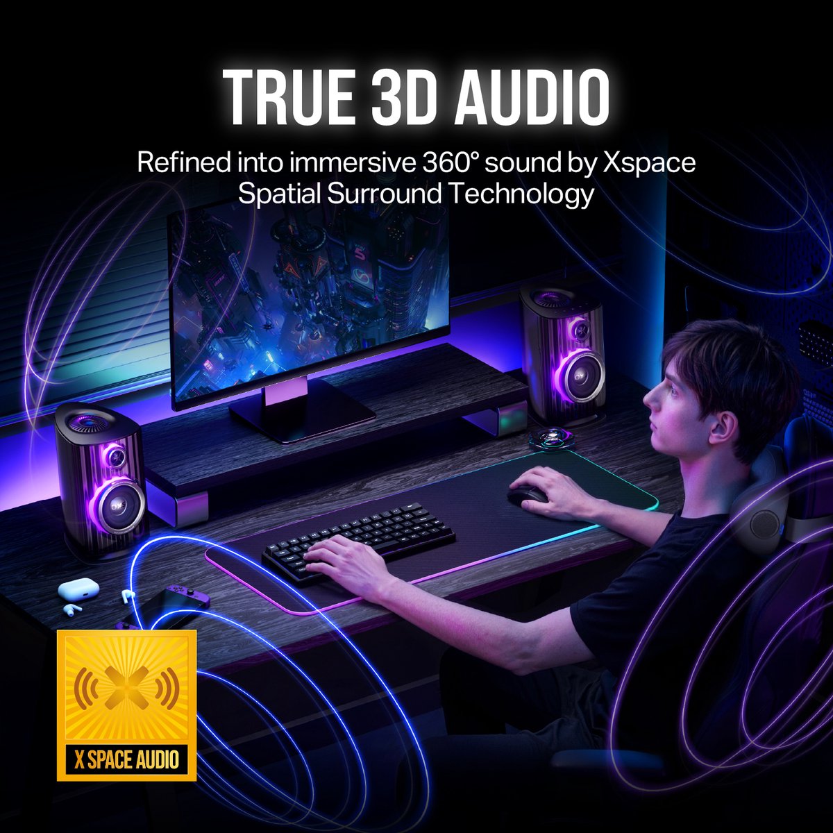 OXS Thunder Duo X Gaming Sound System - 5.1.2 Dolby Atmos - Met nek speaker