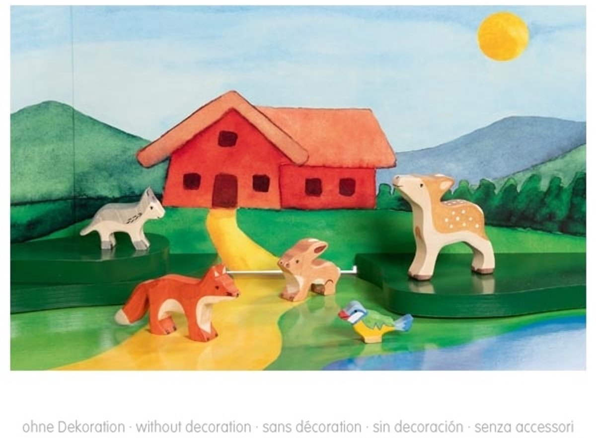  houten, huisje, dieren, speelset, scène