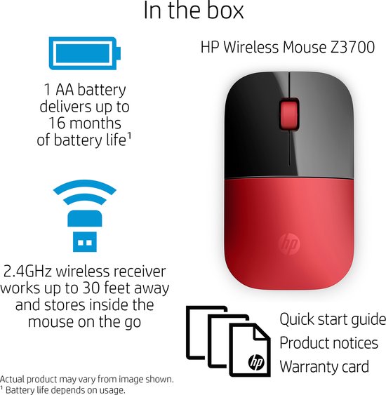 HP Z3700 - Draadloze muis - Rood