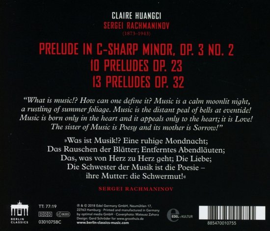 Claire Huangci  Rachmaninov Preludes- CD