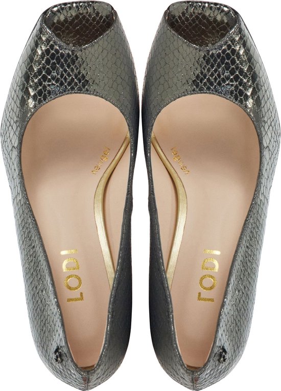 Lodi Pumps - maat 37 - Stiletto Dames Schoenen - Leer - Slangenprint - Blokhak hoogte 10 cm - Wolis-