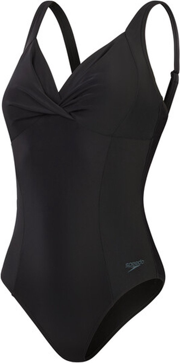 zwem"bad, one-piece, zwart, spaghettistrap, Speedo logo