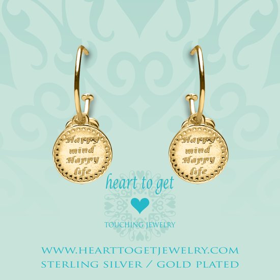 Heart to Get 925 Sterling Zilveren Goudkleurige Bohemian Coin Happy Mind Oorbellen