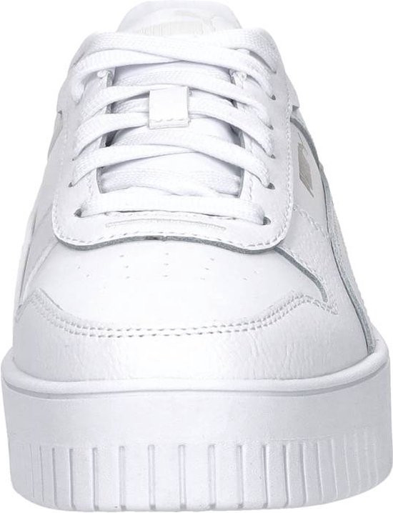 sneaker, wit, platform, veterschoen, leer