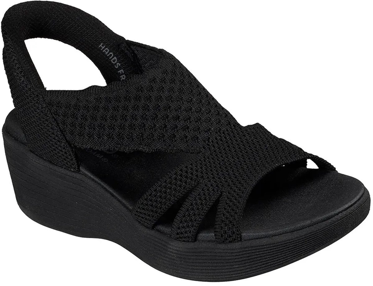 sandaal, platformschoen, zachte zool, mesh-band, zwarte kleur