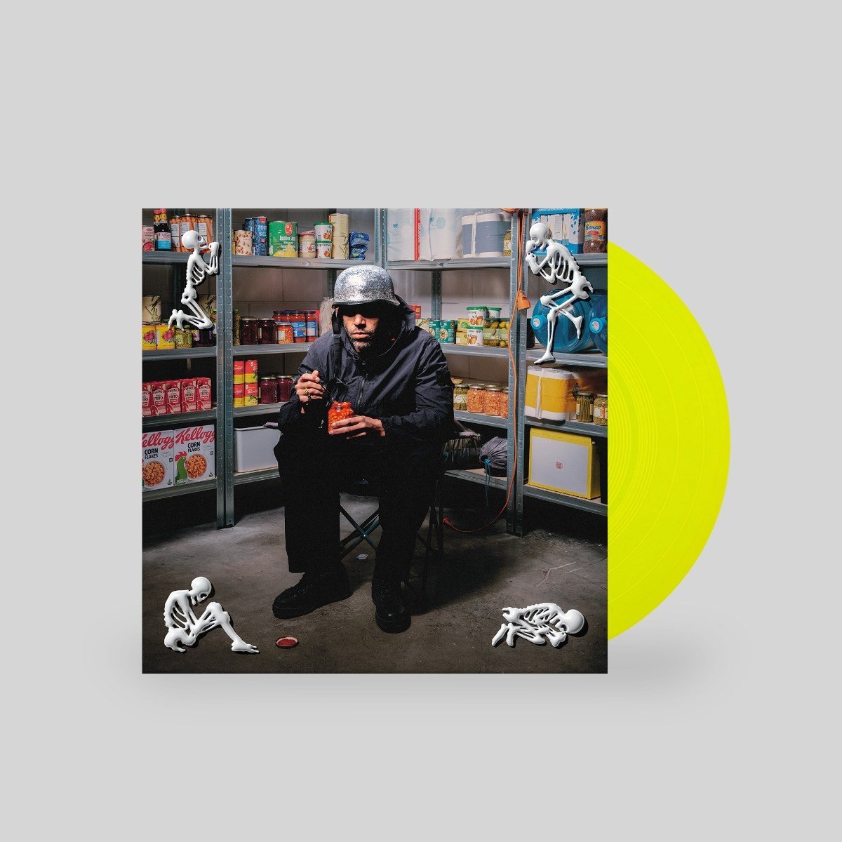 man, vinyl, yellow, record, skeletons