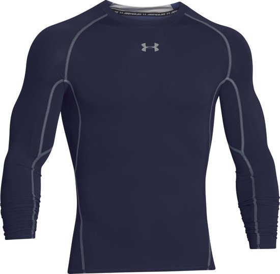 Under Armour HG Armour LS Heren Sportshirt - Midnight Navy - Maat S