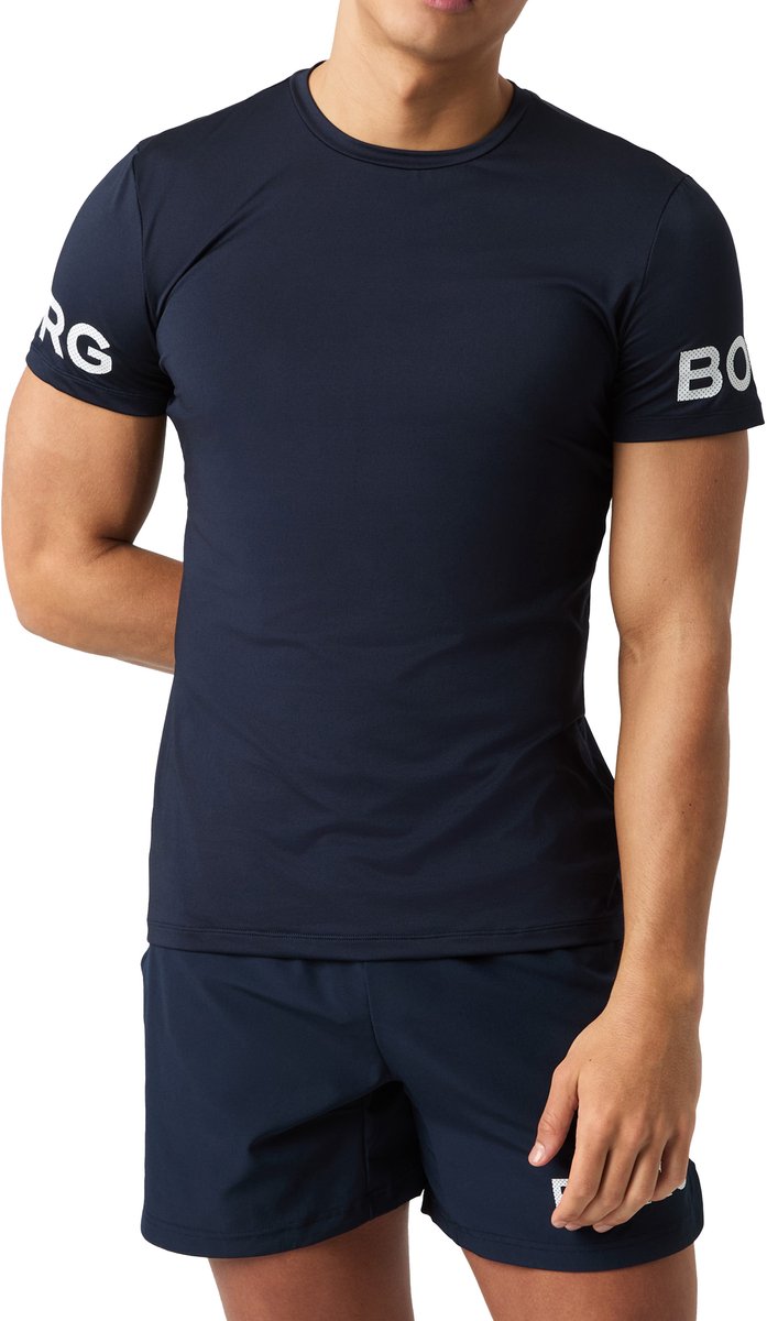 t-shirt, shorts, marineblauw, korte broek, kledingset