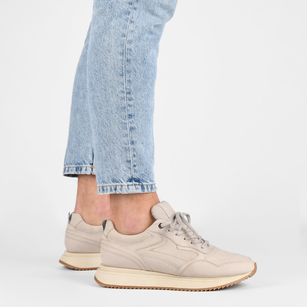 PS Poelman - Maat 43 - NASH Heren Sneakers - Beige