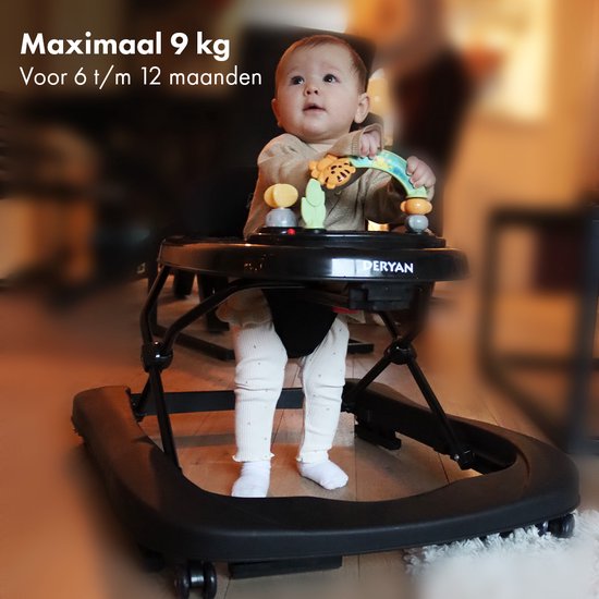 Deryan Luxe 2-in-1 Loopstoel - Inclusief speelset en dienblad - inklapbaar - Zwart