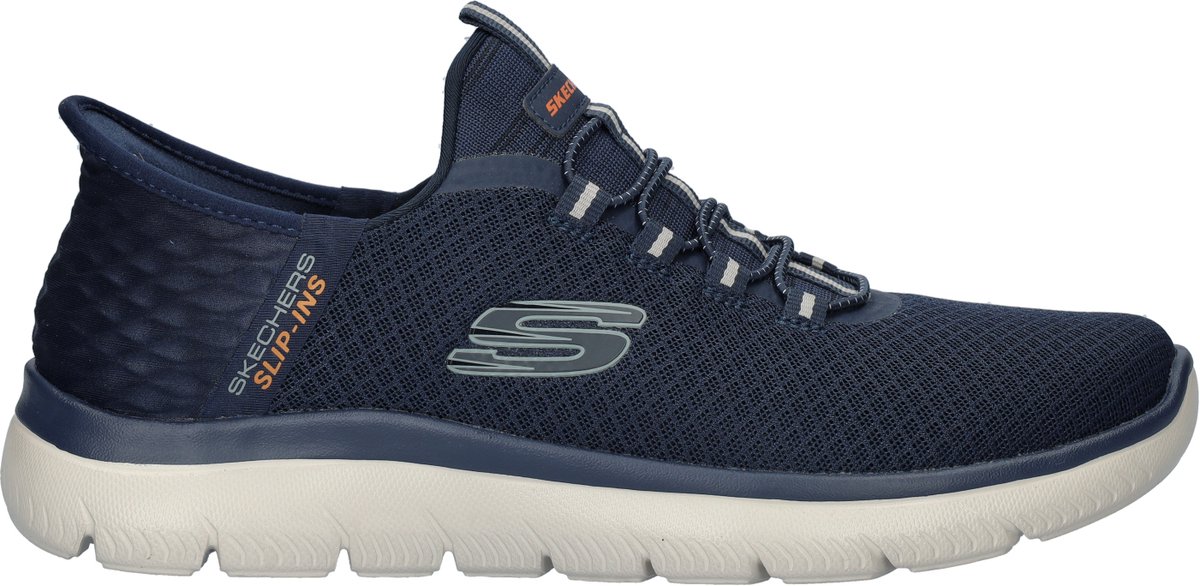 sneaker, nep in blauw, mesh stof, veterschoen, Skechers Slip-Ins