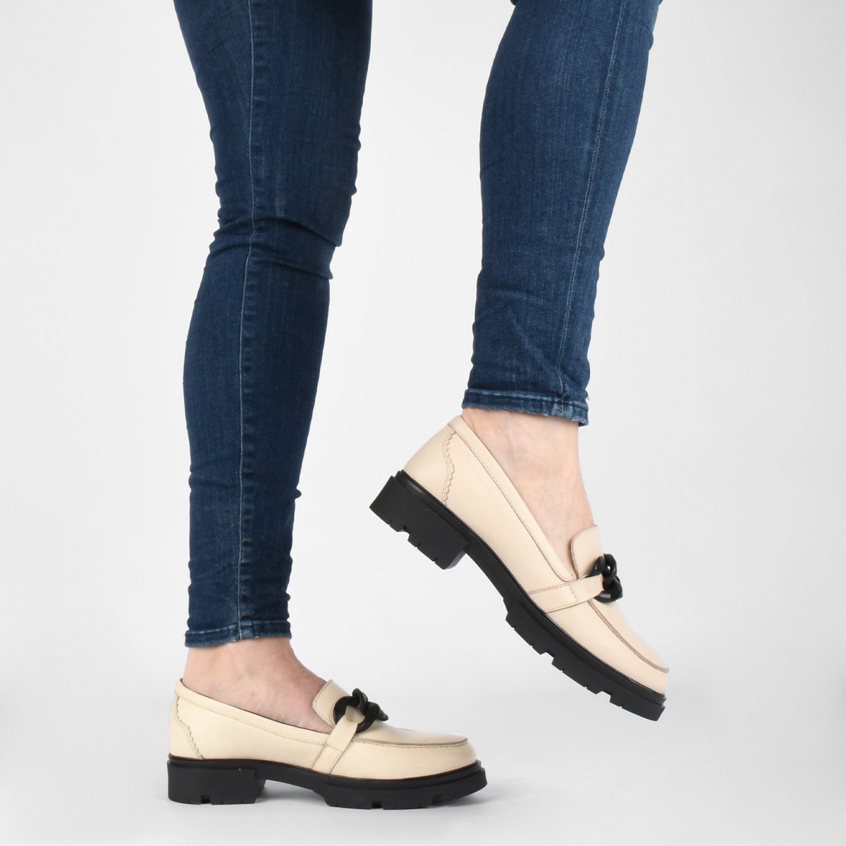 PS Poelman - 41 - SOPHIE Dames Loafers met ketting - Crème