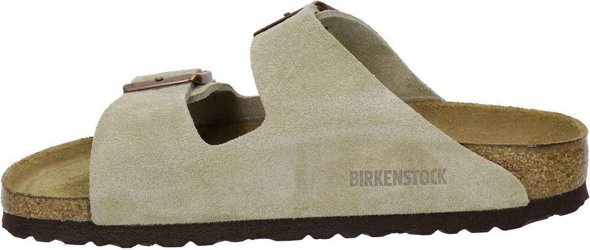 Birkenstock - Maat 38 - Arizona SFB VL Narrow Dames Slippers - Taupe