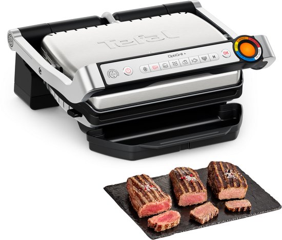 Tefal OptiGrill+ GC717D - Intelligente Contactgrill - 6 Automatische Programma's - Gaarheidsindicator - Uitneembare & vaatwasbestendige platen - Makkelijk schoonmaken - 2000W - RVS