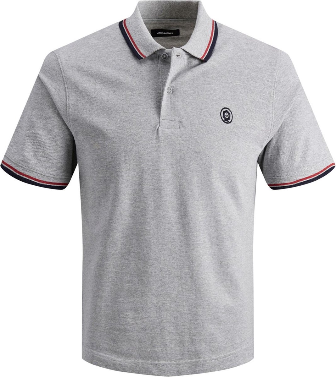 polo, grijs, katoen, korte mouwen, logo badge