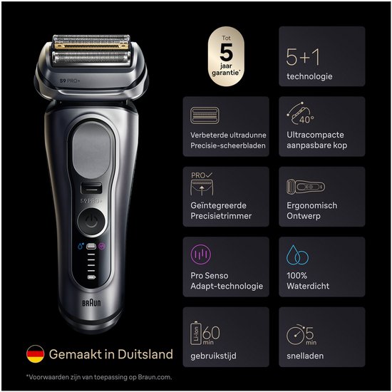 Braun Series 9 PRO+ Elektrisch Scheerapparaat - Pro SensoAdapt - SmartCare Center - 9667CC, Zilver
