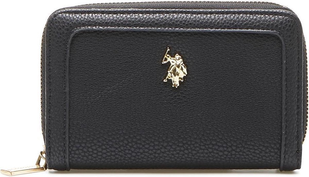 wallet, zwart, keper-leer, Ritssluiting, logo-paard