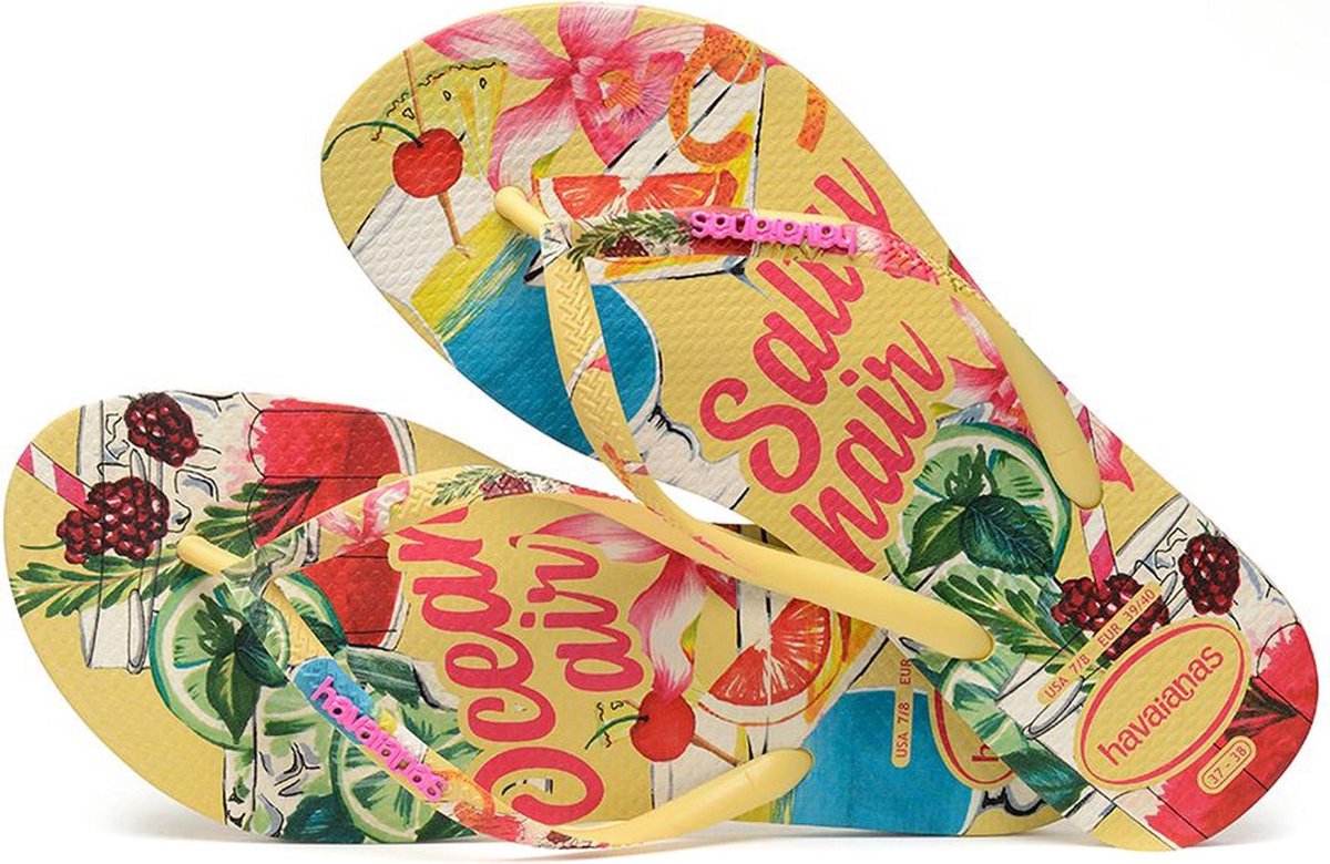 flipflops, printed, yellow, fruit, Havaianas
