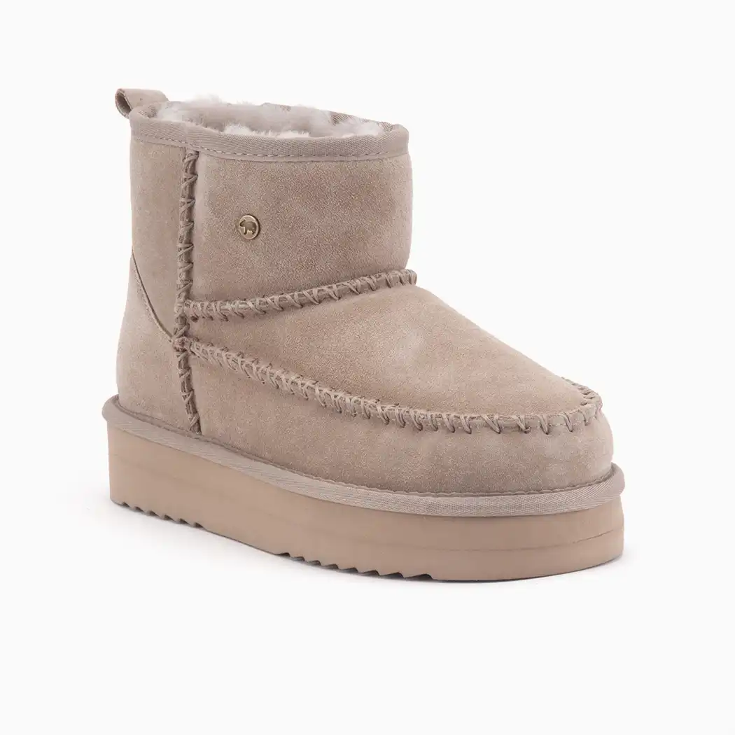 Warmbat - maat 39- Wallaby Suede boot Stitch Dames Laarzen - Taupe