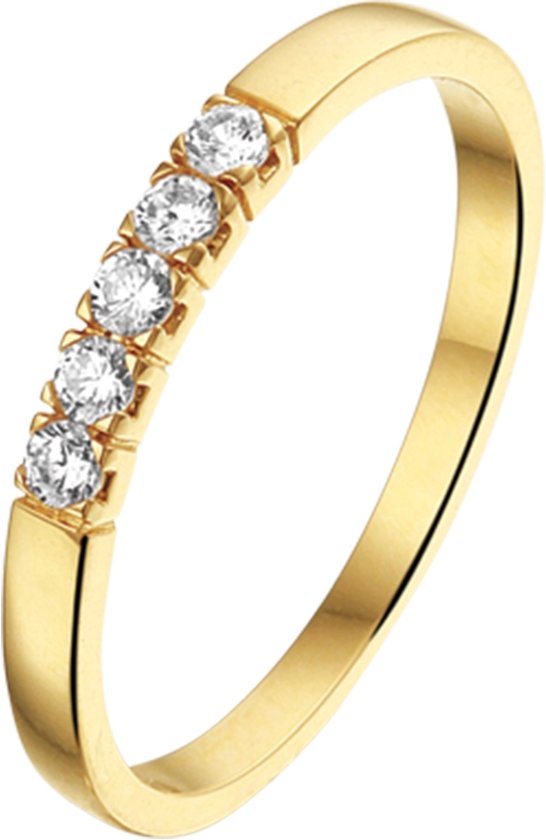 The Jewelry Collection Ring Zirkonia - 14 kt Geelgoud - Maat 18.00