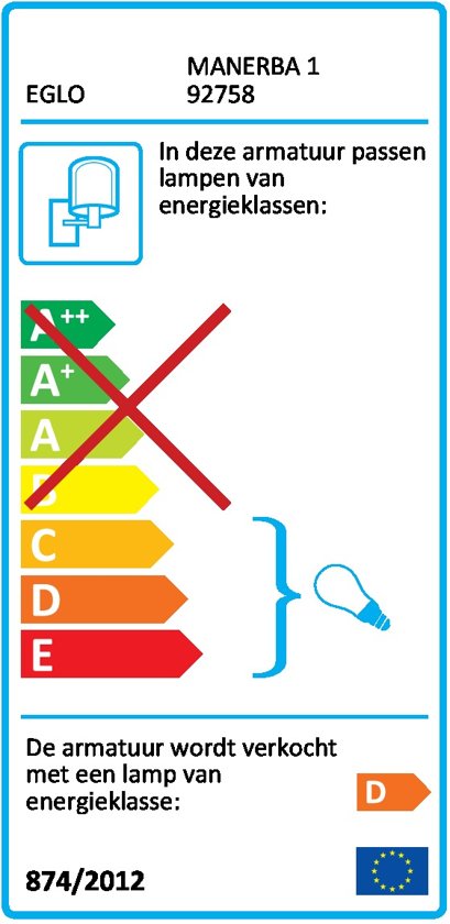EGLO Manerba 1 - Wandlamp - 1 Lichts - Wit