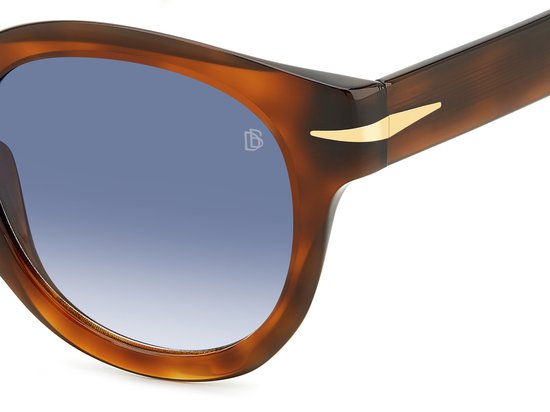 zonnebril, bruin montuur, tortoiseermantel, gradiënt lenzen, zij-embleem