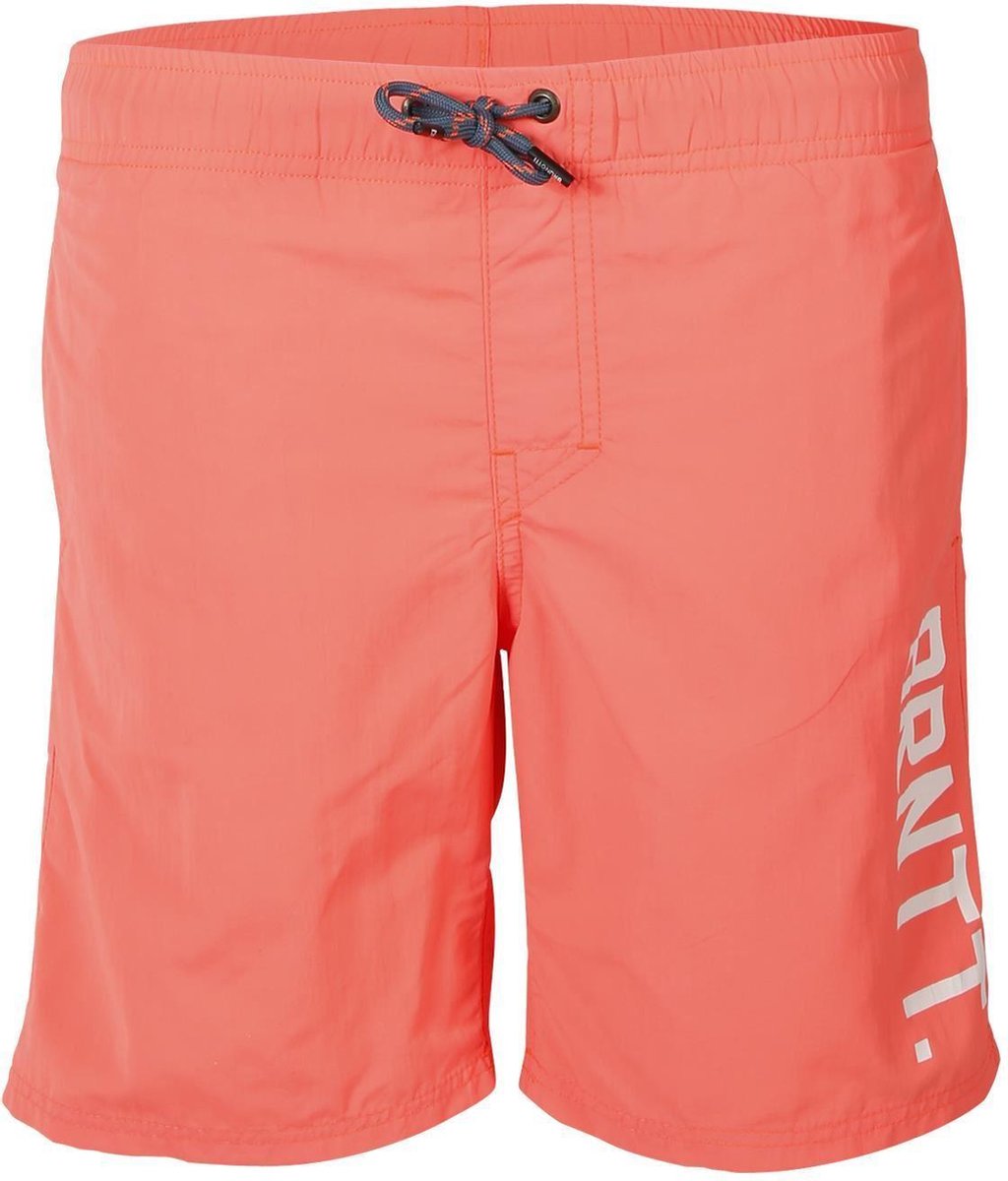 zwembroek, shorts, kleding, zalmroze, logo-tekst