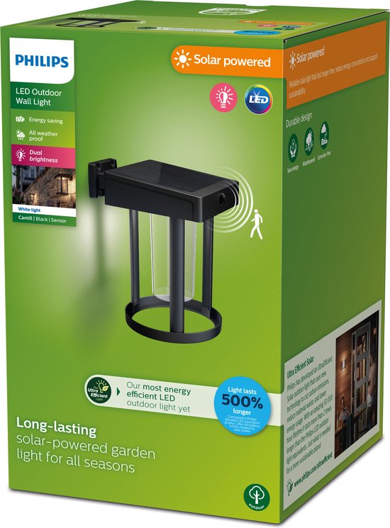 Philips Camill solar wandlamp rond - Ultra Efficient - met helder lichtelement