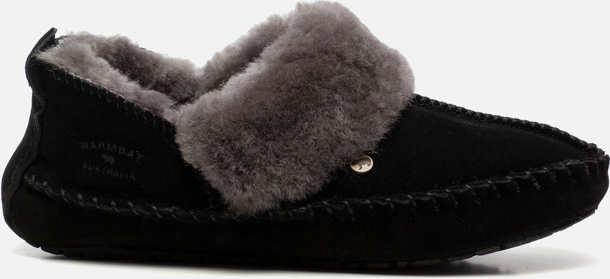 Warmbat - maat 39- Barrine Suede Dames Pantoffels - Black