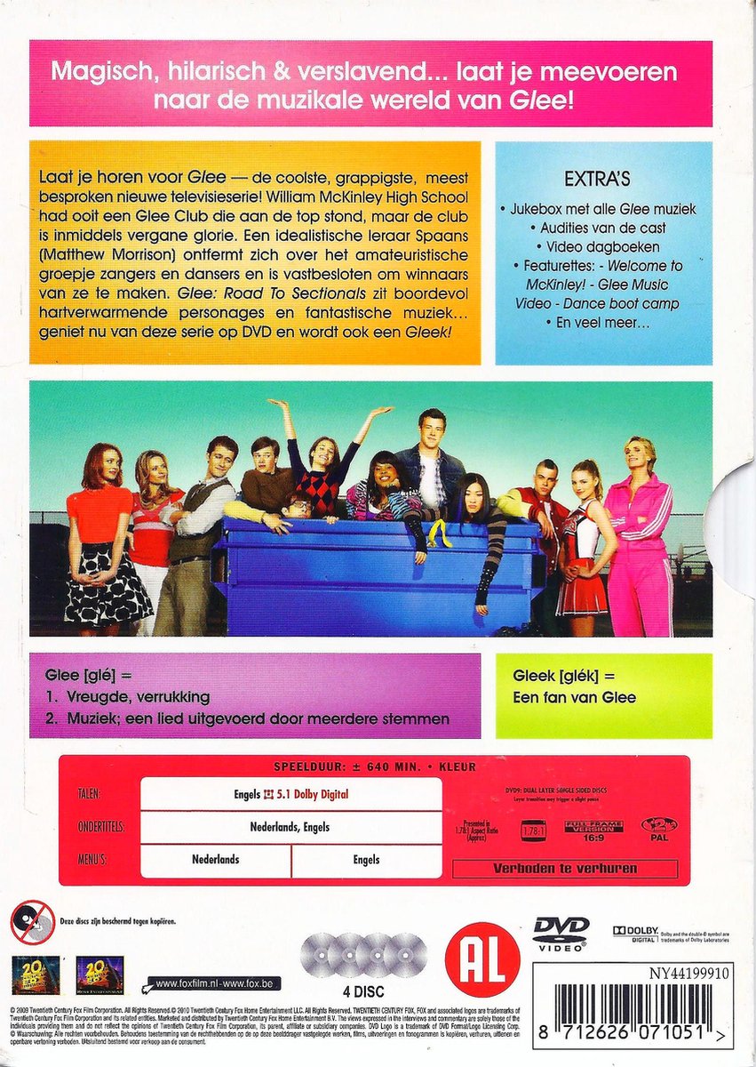 glee, tv-serie, dvd, vierkant poster, bandleden