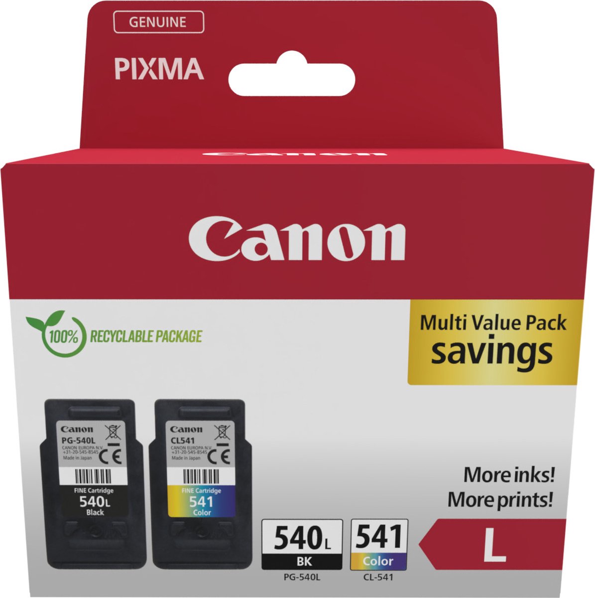 canon ink, pg-540l, cl-541, 540l black, color ink pack