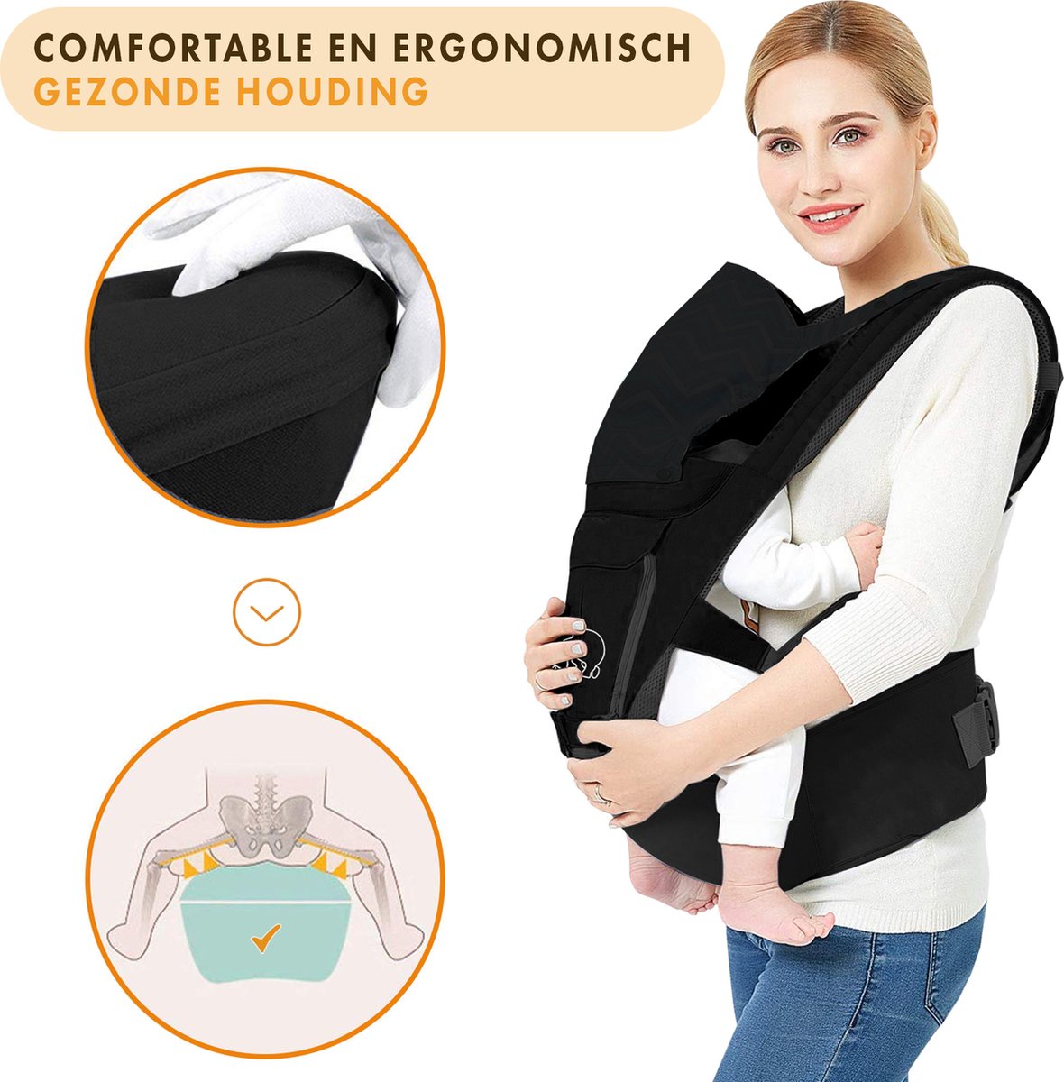 Deryan Pack Luxe Ergonomische draagzak - Babydrager + Opbergvakjes
