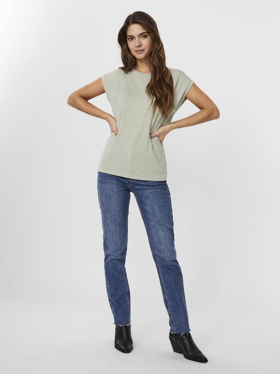 Vero Moda - Maat XS - Vmlava Plain Ss Top Lurex Strip Ga Noos 10250488 Desert Sage/silver Lurex