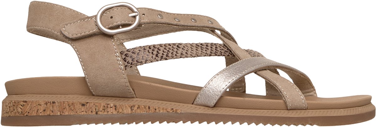 sandaal, sandalen, touwzool, leer, goudkleurig, sleek design