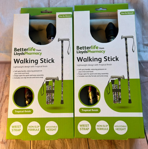 wandelen stok, tropische afwerking, verstelbare hoogte, polsband, niet-slip ferrule