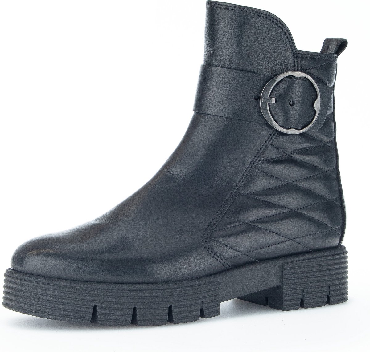 laars, boots, zwart, leer, ringgesp