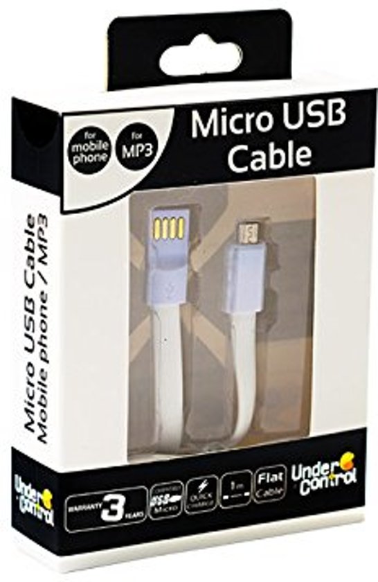 Under Control Micro USB Platte Oplader Samsung 1M Wit