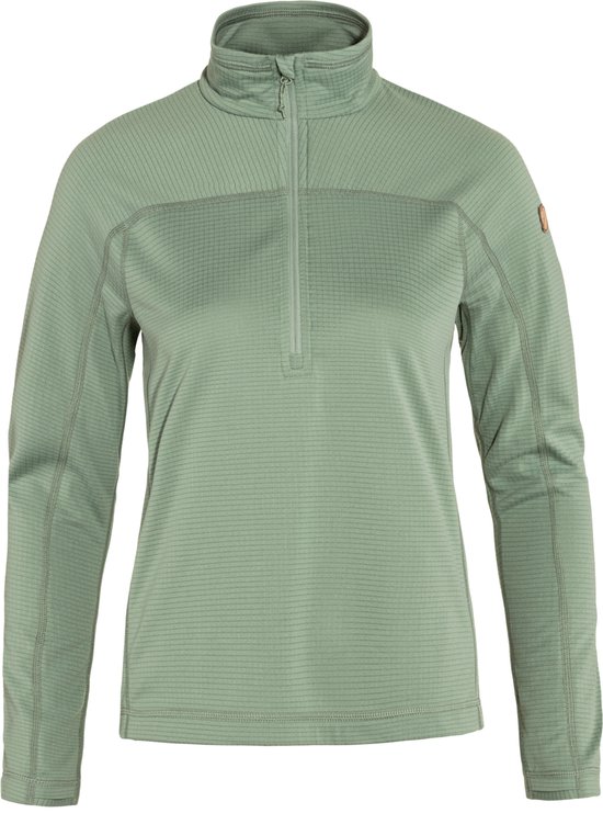 Fjällräven Maat S  Abisko Lite Fleece Half Zip Dames Outdoorvest - Misty Green