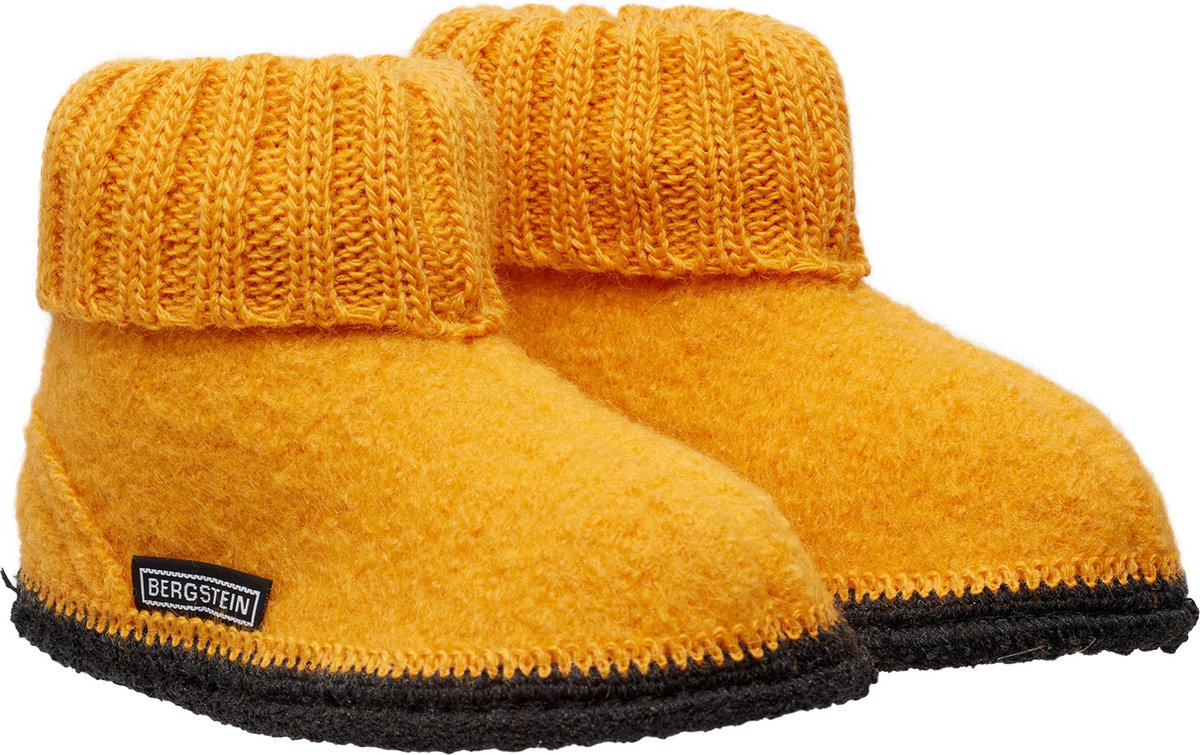 slippers, felt, orange, knit cuff, Bergstein