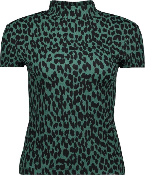turtleneck, leopard, groene, top, jersey