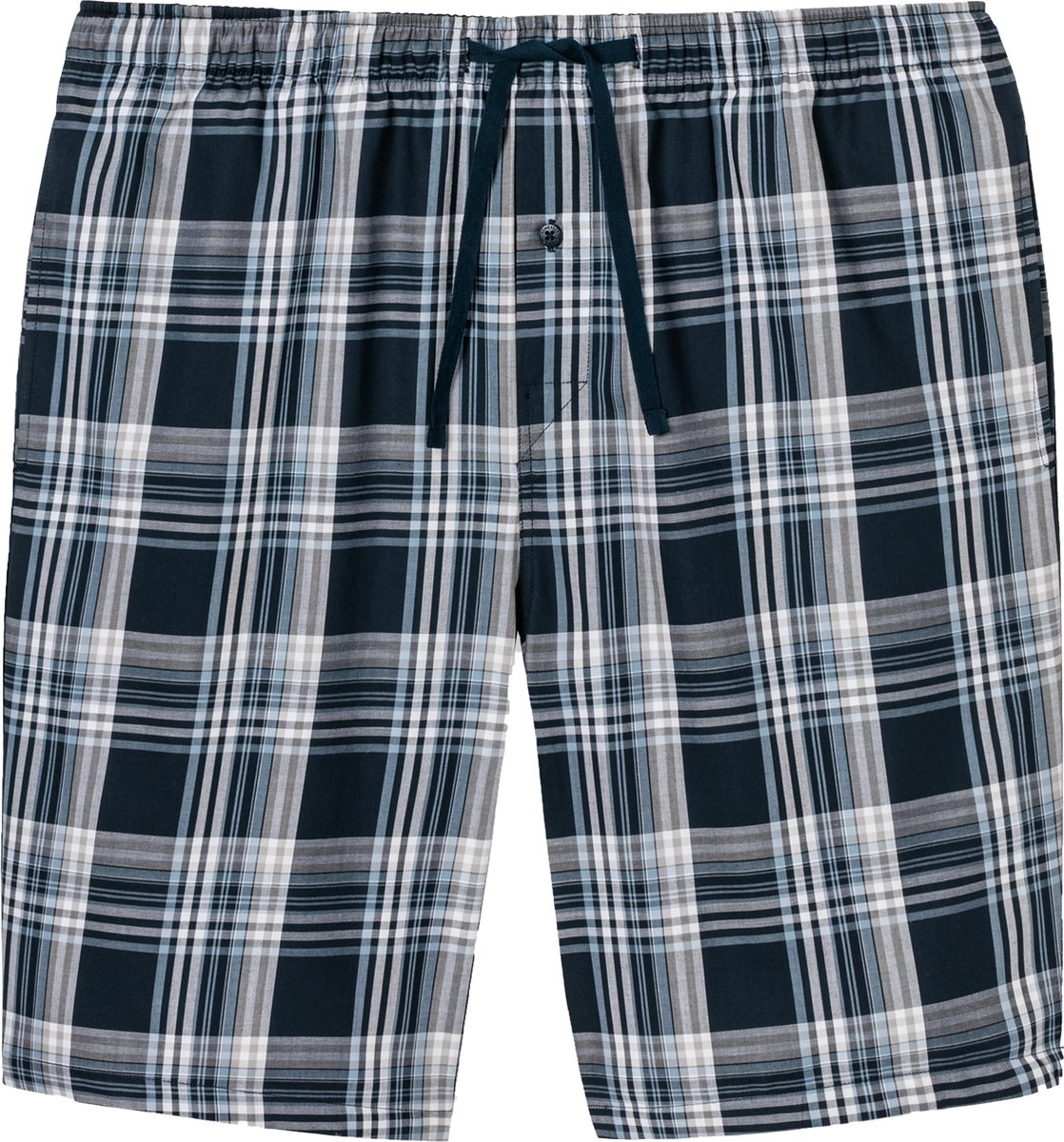 shorts, plaid, drawstring, navy, casual